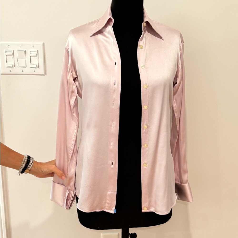 Elegant Soft Pink Satin Women's Top